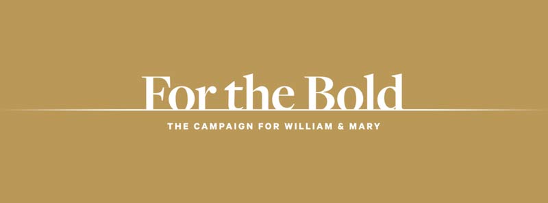 Gold Graphic with "For the Bold: The Campaign for William & Mary" on it